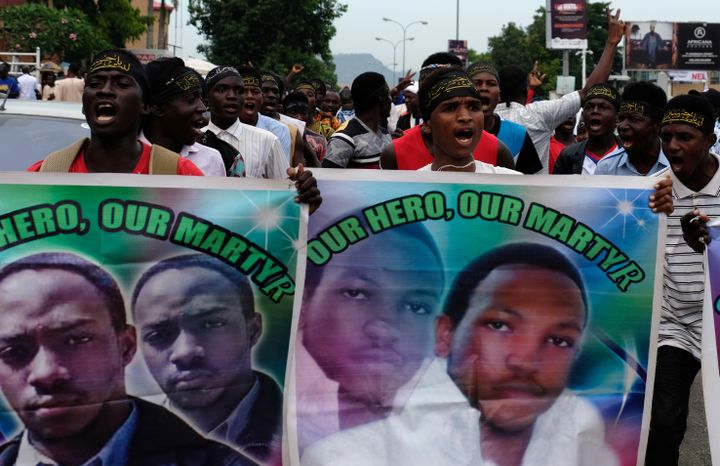 Marche à Abuja au Nigeria pour réclamer la libération du chef chiite Ibrahim El Zakzaky, le 31 octobre 2018. (PAUL CARSTEN / X04222)