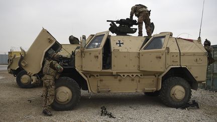 Des soldats allemands au camp Marmal à Mazâr-e Charîf (Afghanistan) le 27 novembre 2019. (FARSHAD USYAN / AFP)