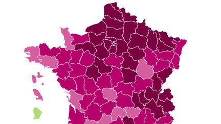 La carte du taux d'incidence par département au 19 mars 2021. (FRANCEINFO)