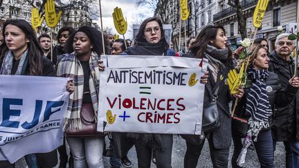 Manifestation contre l'antisémitisme à Paris, le 28 mars 2018. (YANN CASTANIER / HANS LUCAS)