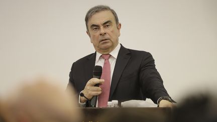 L'ancien dirigeant de l'alliance Renault-Nissan Carlos Ghosn, lors d'une conférence de presse à Beyrouth (Liban), le 8 janvier 2020.&nbsp; (JOSEPH EID / AFP)