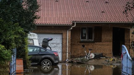 Les dégâts dans le village de Limony (Ardèche) le 18 octobre 2024 après les inondations dans le département. (JEFF PACHOUD / AFP)