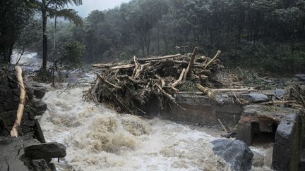 De fortes précipitations ont provoqué des glissements de terrain à Kozhikode dans l'Etat du Kerala en Inde, le 9 août 2018.&nbsp; (SIPA)