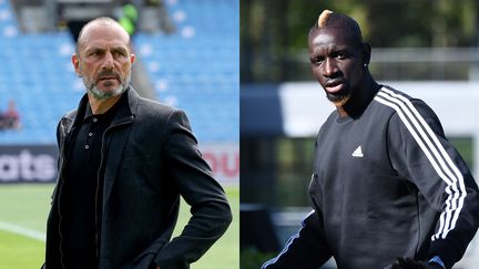 L'entraîneur de Montpellier, Michel Der Zakarian (G) et le défenseur  Mamadou Sakho (D). (PASCAL GUYOT / FRANCK FIFE / RADIO FRANCE)