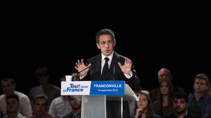 Nicolas Sarkozy, le 19 septembre 2016 lors d'un meeting à Franconville (Val-d'Oise). (MARTIN BUREAU / AFP)