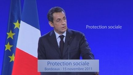 Nicolas Sarkozy lors de son discours à Bordeaux (FranceTV)