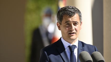 Le ministre de l'Intérieur, Gérald Darmanin, lors de l'hommage aux soldats musulmans morts pour la France à Douaumont (Meuse), le 29 juillet 2020. (JEAN-CHRISTOPHE VERHAEGEN / AFP)