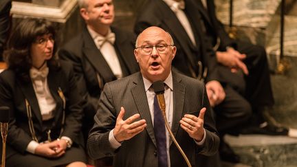  Michel Sapin&nbsp;devant les députés, à l'Assemblée nationale, le 10 février 2016. (CITIZENSIDE / YANN KORBI / AFP)