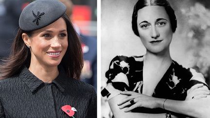 Meghan Markle en 2018 et Wallis Simpson, the Duchess of Windsor, en 1936
 (3rd December 1936: Wallis Simpson (1896 - 1986), the Duchess of Windsor. Hulton Archive/Getty Images))