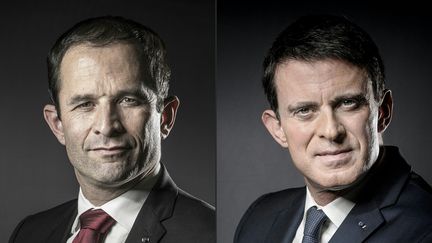 Benoît Hamon (à gauche sur la photo) et Manuel Valls&nbsp;(à droite sur la photo) vont s'affronter lors du débat de l'entre deux tours de la primaire à gauche. (JOEL SAGET / AFP)