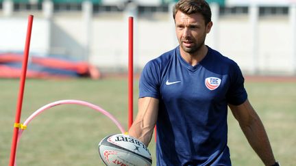 Vincent Clerc lors d'un stage d'entraînement à Toulouse le 14 juillet 2018 (FREDERIC CHARMEUX / MAXPPP)