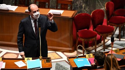 Le Premier ministre Jean Castex à l'Assemblée nationale à Paris, le 24 novembre 2020. (ANNE-CHRISTINE POUJOULAT / AFP)