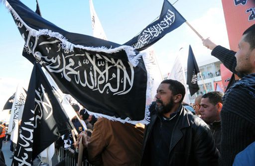 Manifestation salafiste à Tunis le 11 janvier 2013 pour demander l'application de la charia (AFP - SALAH HABIBI )