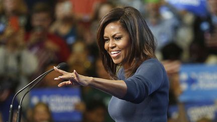 Michelle Obama lors d'un meeting du parti démocrate à Manchester, dans le New Hampshire (Etats-Unis), le 13 octobre 2016. (JIM COLE / AP / SIPA)