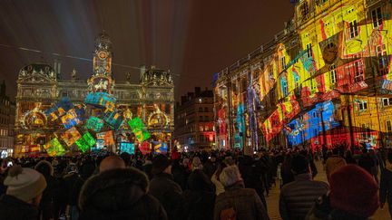 La Place des Teereaux de Lyon illuminée durant la Fête des Lumières le 5 décembre 2019. (ROMAIN LAFABREGUE / AFP)