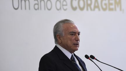 Michel Temer, le 12 mai 2017, à Brasilia.&nbsp; (MATEUS BONOMI / AFP)