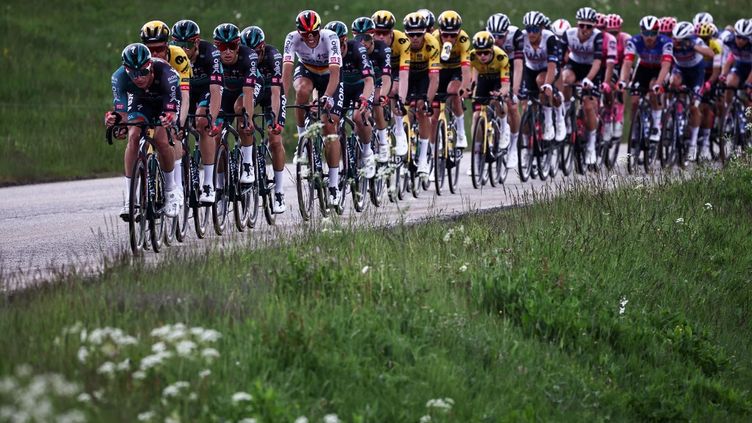 The peloton on the roads of the 1st stage of the Critérium du Dauphiné, June 4, 2023. (ANNE-CHRISTINE POUJOULAT / AFP)