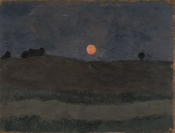 Paula Modersohn-Becker (1876-1907) Lune au-dessus d’un paysage Vers 1900, détrempe sur carton, 42 x 55,5 cm Paula-Modersohn-Becker-Stiftung, Brême 
 (Paula-Modersohn-Becker-Stiftung, Brême)