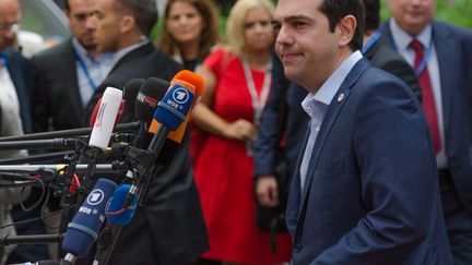 Alexis Tsipras, le 13 juillet 2015, &agrave; Bruxelles (Belgique).&nbsp; (CITIZENSIDE / JONATHAN  RAA / AFP)