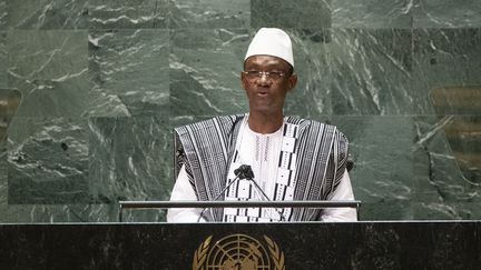 Le Premier ministre malien Choguel Kokalla Maïga lors de son intervention&nbsp;à la 76e session de l'Assemblée générale des Nations unies, le 25 septembre 2021, à New York.&nbsp; (KENA BETANCUR / POOL)