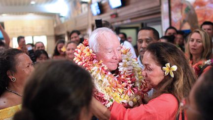 Gaston Flosse, le 22 novembre 2012 &agrave; Pirae (Tahiti, Polyn&eacute;sie fran&ccedil;aise). (GREGORY BOISSY / AFP)