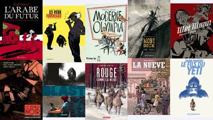 &nbsp; (© R. Sattouf, Allary/P. Cauuet, Dargaud Bénélux/C. Meurisse, Futuropolis/Musée d’Orsay / Ch. Chabouté, Vents d’Ouest/A.Kaneko, Casterman-Sakka/M. Hyman,Casterman/M. Larcenet, Dargaud/Ch. de Metter, Casterman/P. Roca, Delcourt/D. Tronchet, Casterman)