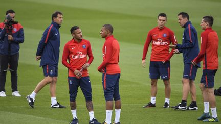 Les joueurs du Paris SG à l'entraînement au Camp des Loges. (CHRISTOPHE SIMON / AFP)