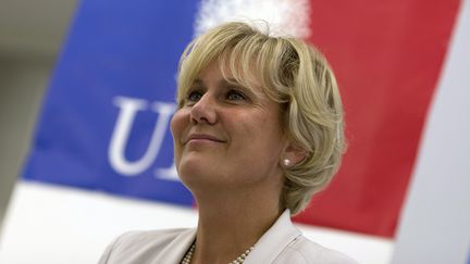 Nadine Morano lors d'une conf&eacute;rence de presse au si&egrave;ge de l'UMP, &agrave; Paris,&nbsp;le 16 septembre 2014. (KENZO TRIBOUILLARD / AFP)