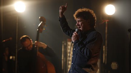 Robert Charlebois, en concert au théâtre Bobino de Paris, le 11 avril 2016.&nbsp; (OLIVIER CORSAN / MAXPPP)