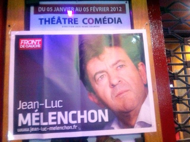 Affiche du Front de Gauche sur le théâtre Comedia (AB)