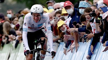 Le Slovène Tadej Pogacar, vainqueur de la 5e étape du Tour de France à Laval, mercredi 30 juin 2021. (PHILIPPE LOPEZ / AFP)