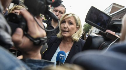 La présidente du RN, Marine Le Pen, à Hénin-Beaumont (Pas-de-Calais), le 8 septembre 2019. (FRANCOIS LO PRESTI / AFP)