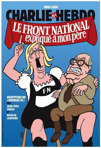 "Charlie Hebdo" consacre un hors-série aux Le Pen père et fille, en janvier 2014, sous la plume de Cabu. (CHARLIE HEBDO)