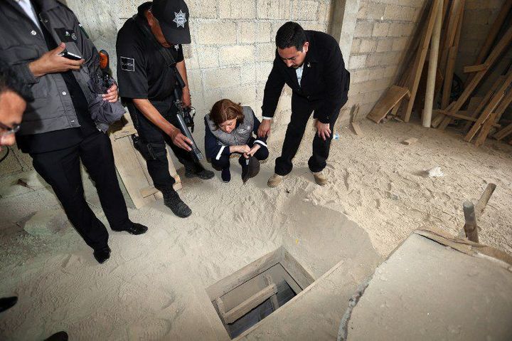 Le tunnel aboutit dans cette maison en construction ( ATTORNEY GENERAL OF MEXICO / AFP )