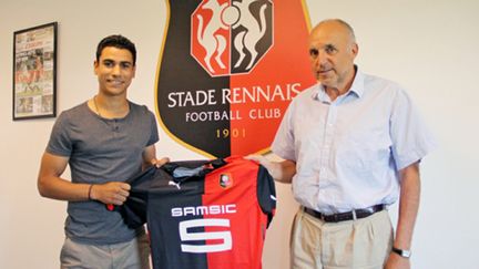 Benjamin André et le président du Stade Rennais, René Ruello