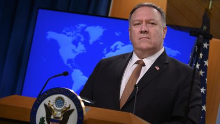 Le secrétaire d'Etat&nbsp;Mike Pompeo, le 25 mars 2020, à&nbsp;Washington. (ANDREW CABALLERO-REYNOLDS / AFP)