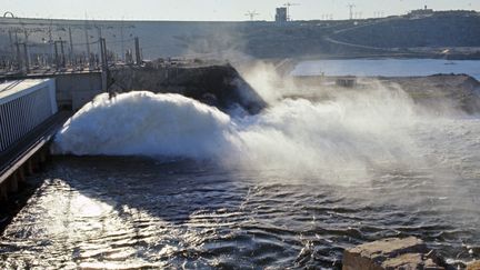 Le haut barrage et l'usine hydroélectrique d'Assouan sur le Nil en 1971 (AFP - VALERIY SHUSTOV / SPUTNIK)