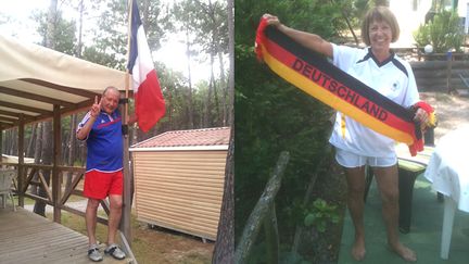 &nbsp; (Au camping les tourterelles de Vielle-Saint-Girons dans les Landes, où séjournent de nombreux touristes allemands, chacun affiche son camp pour le match de ce soir © Radio France / Jérôme Jadot)