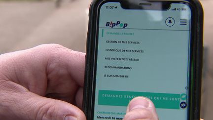 L'application mobile de la plateforme solidaire Bip Pop déployée dans un millier de villes en France. (CAPTURE D'ÉCRAN FRANCE 3)