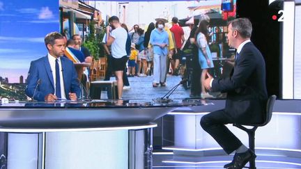 Le ministre de la Santé, Olivier Véran, était l'invité du "20 Heures" de France 2, mercredi 12 août 2020.
 (FRANCE 2)