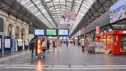 Dans une gare parisienne, le 5 décembre 2019. (REMI DECOSTER / HANS LUCAS / AFP)