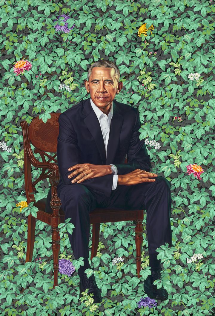 Le portrait de Barack Obama pour la National Portrait Gallery, réalisé par Kehinde Wiley. (NPG / NOTIMEX / AFP)