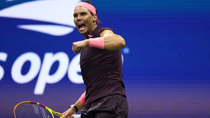 La rage de vaincre de Rafael Nadal lors de son premier tour à l'US Open face à l'Autralien Rinky Hijikata, le 30 août 2022 à New York.&nbsp; (ELSA / GETTY IMAGES NORTH AMERICA)