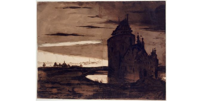 Maisons de Victor Hugo / Roger-Viollet
 (Victor Hugo, Vieux Burg dans l&#039;orage, 25 août 1837, plume et lavis d&#039;encre brune, Maison de Victor Hugo)