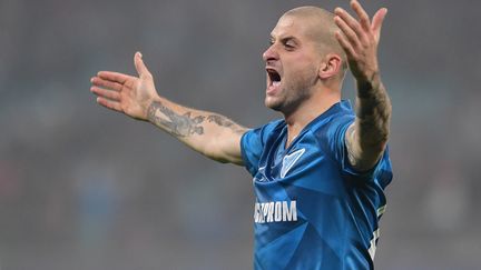 L'Ukrainien&nbsp;Yaroslav Rakitskiy lors du match de Ligue des Champions entre le Zénith Saint-Pétersbourg et le RB Leipzig, le 23 octobre 2019. (FILIP SINGER / EPA / MaxPPP)