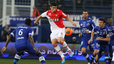 Le Colombien James Rodriguez a survol&eacute; la rencontre face &agrave; Bastia, inscrivant les deux buts de Monaco, le 15 f&eacute;vrier 2014, en Corse. (PASCAL POCHARD-CASABIANCA / AFP)