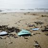 Des morceaux de plastique sur la plage des Sables-d'Olonne (Vendée), le 12 mars 2024. (MAGALI COHEN / HANS LUCAS / AFP)