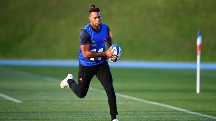 Teddy Thomas à l'entraînement avec le XV de France, à Marcoussis (FRANCK FIFE / AFP)