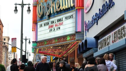 En 2012, deux ans et demi après une longue hospitalisation, Johnny Hallyday avait repris les concerts aux Etats-Unis, ici à Los Angeles. (FREDERIC J. BROWN / AFP)