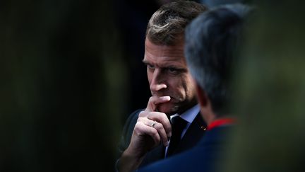 Le président de la République Emmanuel Macron à Chasseneuil du Poitou (Vienne), le 18 octobre 2023 (MATHIEU HERDUIN / MAXPPP)